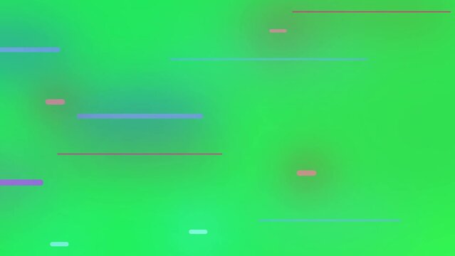 Colorful horizontal lines moving across the screen isolated on chroma key green screen background, seamless loop. Abstract sliding design.