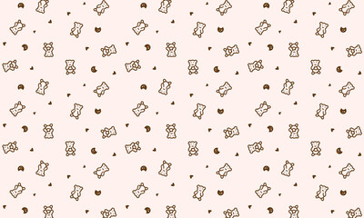 bear with love and biscuits pattern vector illustration