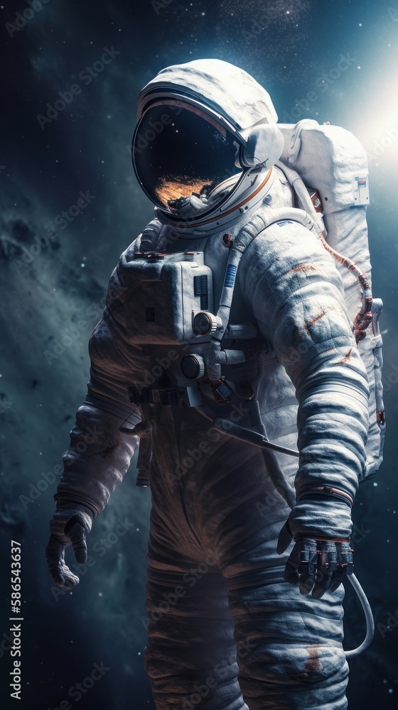 Canvas Prints space suits isolated on space background. ai generated.
