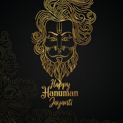 Happy Hanuman Jayanti golden Hindi calligraphy design banner
