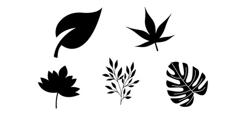 set of silhouettes of leaves. vector illustration eps 10