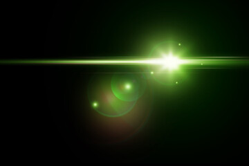 Beautiful light flares. Glowing streaks on dark background