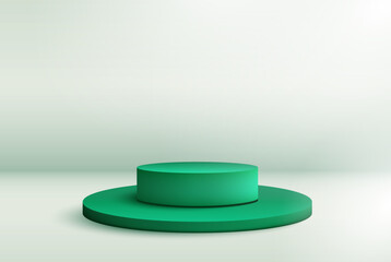 Green 3D round podium mockup for product presentation and placement