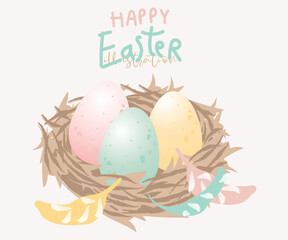 easter eggs in a nest