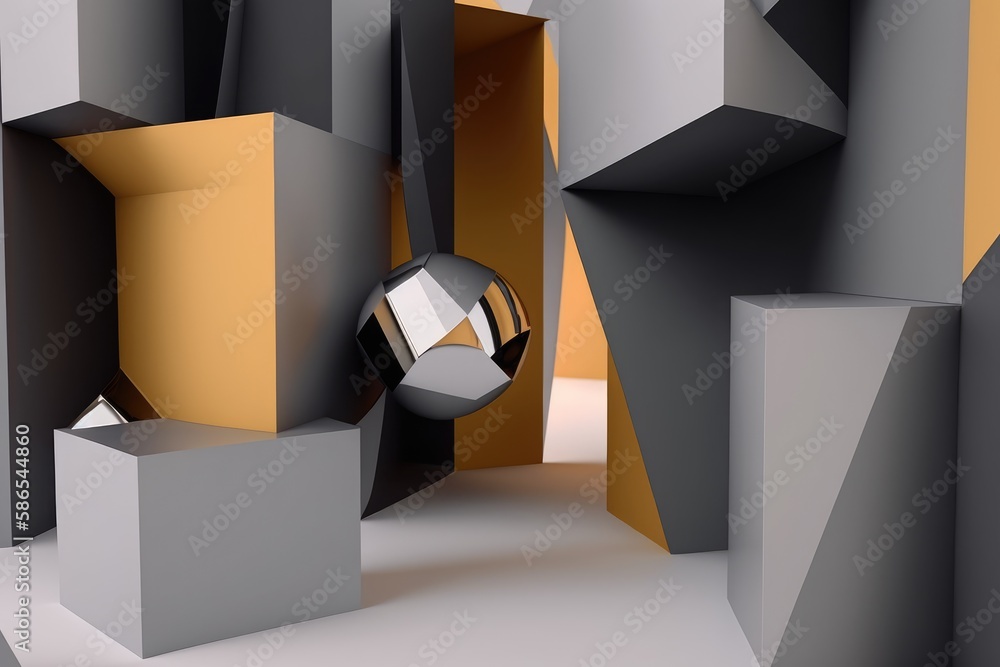 Poster abstract 3d rendering of geometric shapes. futuristic background design.