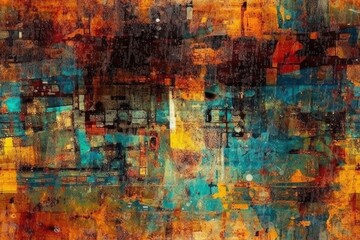 vibrant and abstract painting with a variety of colors and shapes. Generative AI