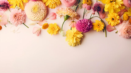 Fototapeta na wymiar beautiful spring flowers on paper background. Generated AI