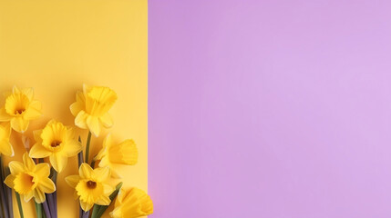beautiful spring flowers on paper background. Generated AI