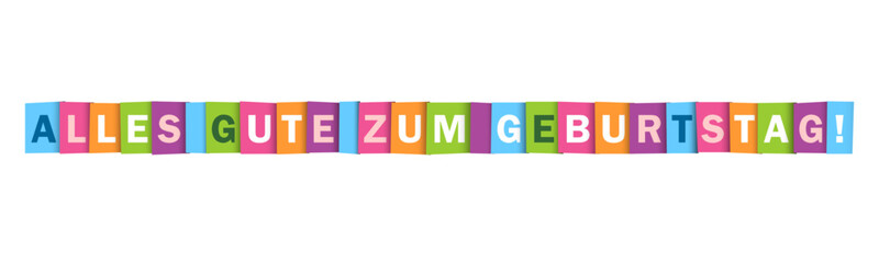 ALLES GUTE ZUM GEBURTSTAG (HAPPY BIRTHDAY in German) colorful vector typography banner