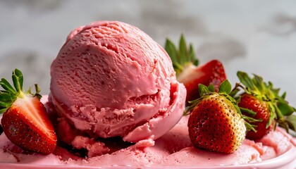 Delicious strawberry, fruit, Ice Cream Sorbet / High Quality
