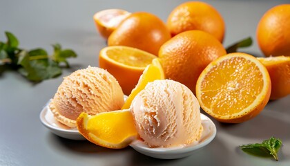 Fototapeta na wymiar Delicious Orange, fruity, Ice Cream Sorbet / High Quality