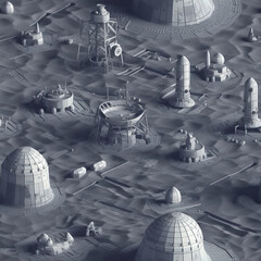 3d miniature space base on the moon. Ai generated illustration