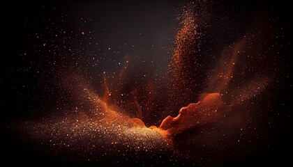 Burning red hot sparks fly from large fire in the night sky. Abstract background on the theme of fire, light and life.