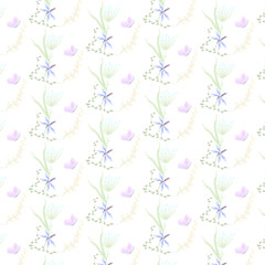seamless pattern with flowers butterfly vector image
