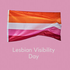 lesbian pride flag and text lesbian visibility day
