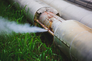 Corrosion rusty through socket tube steam gas leak pipeline