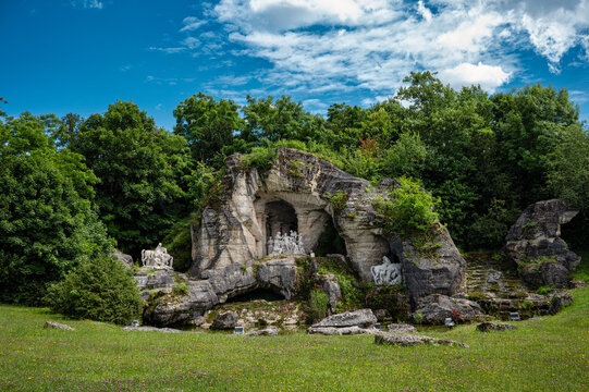 A view of The Grove of Apollo's Bath in the Garden of Versailles