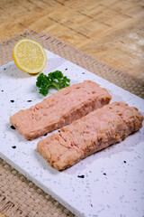 Tasty vegetarian vegan fish free salmon steak, healthy food