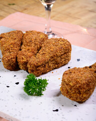 Tasty vegetarian vegan meat free chicken thighs, healthy food
