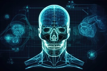 human head with a digital interface. Generative AI
