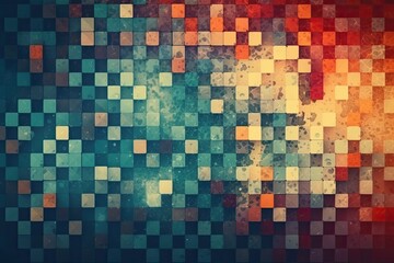 vibrant background composed of various colored squares. Generative AI