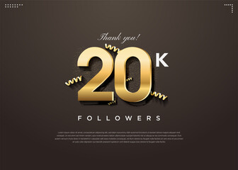 20k followers celebration template with gold numerals.
