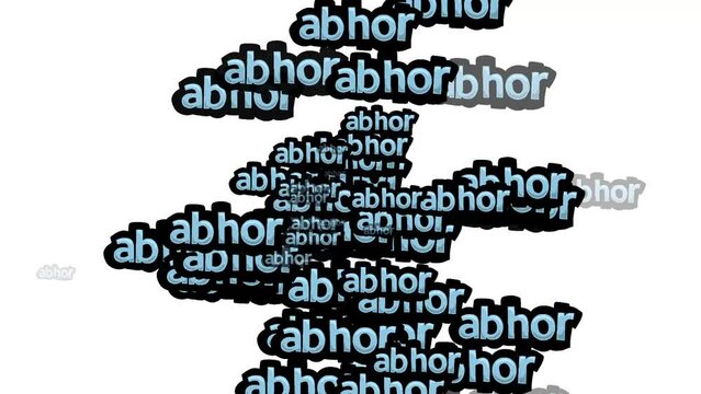 animated video scattered with the words ABHOR on a white background