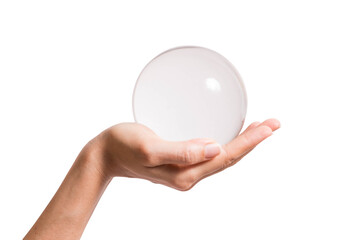 hand holding crystal ball isolated - Powered by Adobe
