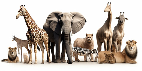 Group of many African animals Generative AI