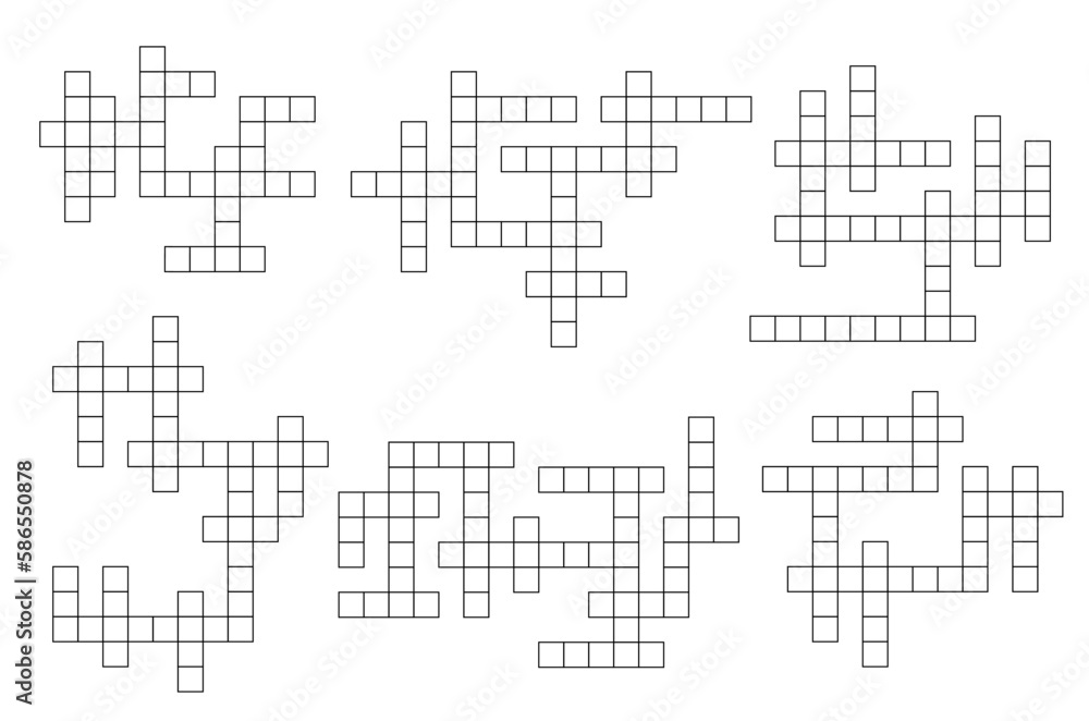 Aufkleber crossword game grid. text playing activity blank grid, wordsearch puzzle vector page or intellectual