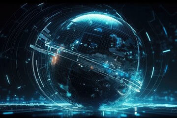 Obraz premium globe with lines and dots representing global connectivity and communication. Generative AI