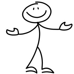 Cartoon hand drawn stick man in various vector poses
