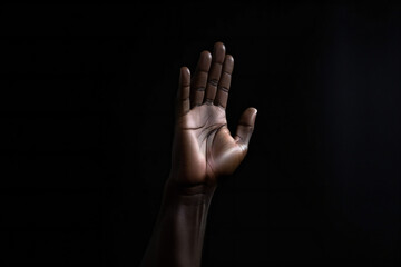 hand on the black background, ai generated