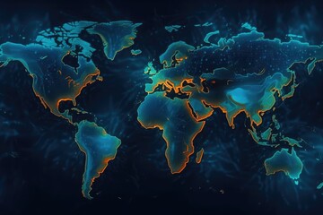 Fototapeta na wymiar world map with a blue background. Generative AI