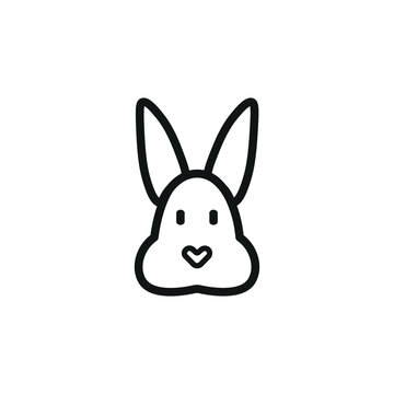 animal rabbit line icon, Easter egg bunny. 