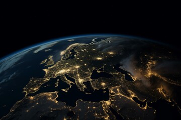 satellite view of a night Earth Generative AI