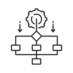 Moving files into folders, automatic sorting outline icon. RPA robotic process automation, automate clerical tasks, workflow, file settings