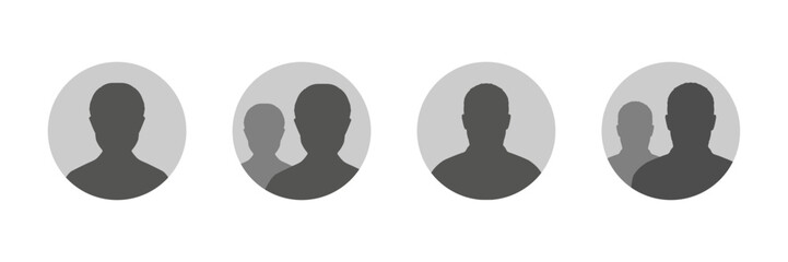 Default anonymous user portrait  flat vector illustrations