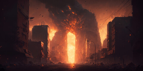 Post-apocalyptic ruined city (AI)