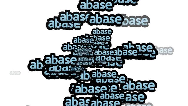 animated video scattered with the words ABASE on a white background