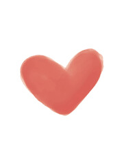 Painted heart, element for design. Beautiful Grunge heart. Valentine's day. For holiday, postcard, poster, carnival, banner, birthday and children's illustration. 