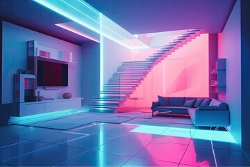 cozy living room with comfortable seating and entertainment. Generative AI