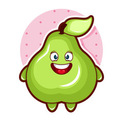 Cartoon illustration of mango fruit with smile face