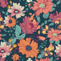 Floral brush strokes seamless pattern background for fashion prints, graphics, backgrounds and crafts