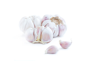Fresh garlic isolated on white background, Food Ingredient, Organic vegetables, Herbal plant