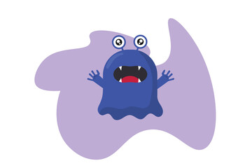 alien monster illustration design in blue color on white background