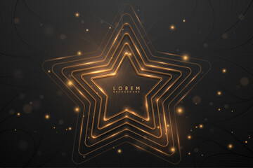 Abstract golden star shapes background