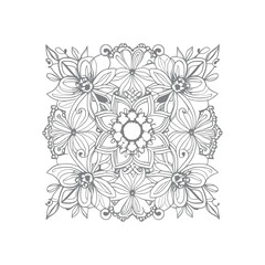 Fototapeta premium Line art drawn Flowers bouquet. Line art for adult coloring book style. Vector illustration for coloring page.