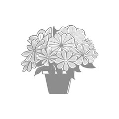 Line art drawn Flowers bouquet. Line art for adult coloring book style. Vector illustration for coloring page.