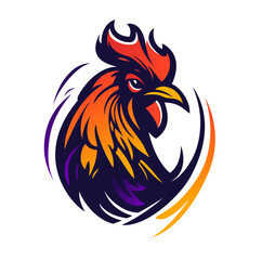 rooster head illustration on white background for logo or sports team mascot